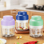 Tritatutto elettrico senza fili da 320 ml con 6 lame in acciaio inossidabile, mini robot da cucina ricaricabile