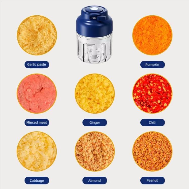 Tritatutto elettrico senza fili da 320 ml con 6 lame in acciaio inossidabile, mini robot da cucina ricaricabile