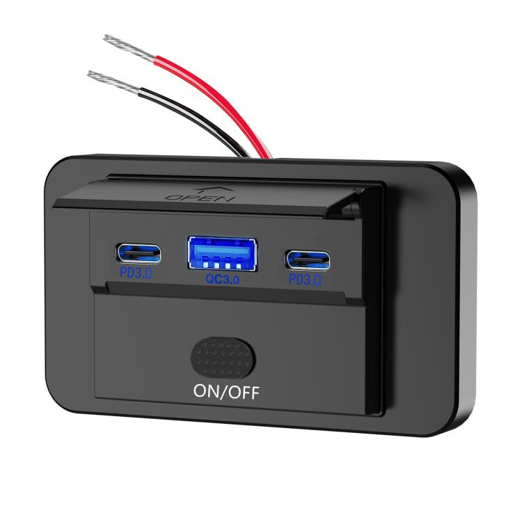 Caricabatterie USB auto rapido PD3.0 QC3.0 da 1 a 3 porte