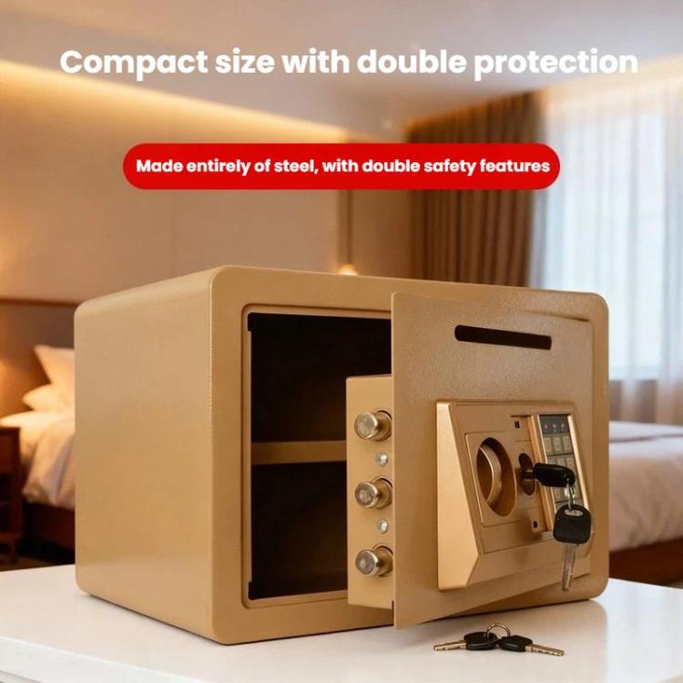 Cassaforte in acciaio di piccole dimensioni da parete con piastra antifurto e password., Black With Money Drop Slot, Gold With Money Drop Slot, Black No Money Drop Slot, Gold No Money Drop Slot