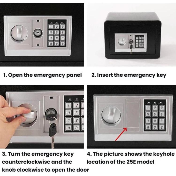 Cassaforte in acciaio di piccole dimensioni da parete con piastra antifurto e password., Black With Money Drop Slot, Gold With Money Drop Slot, Black No Money Drop Slot, Gold No Money Drop Slot