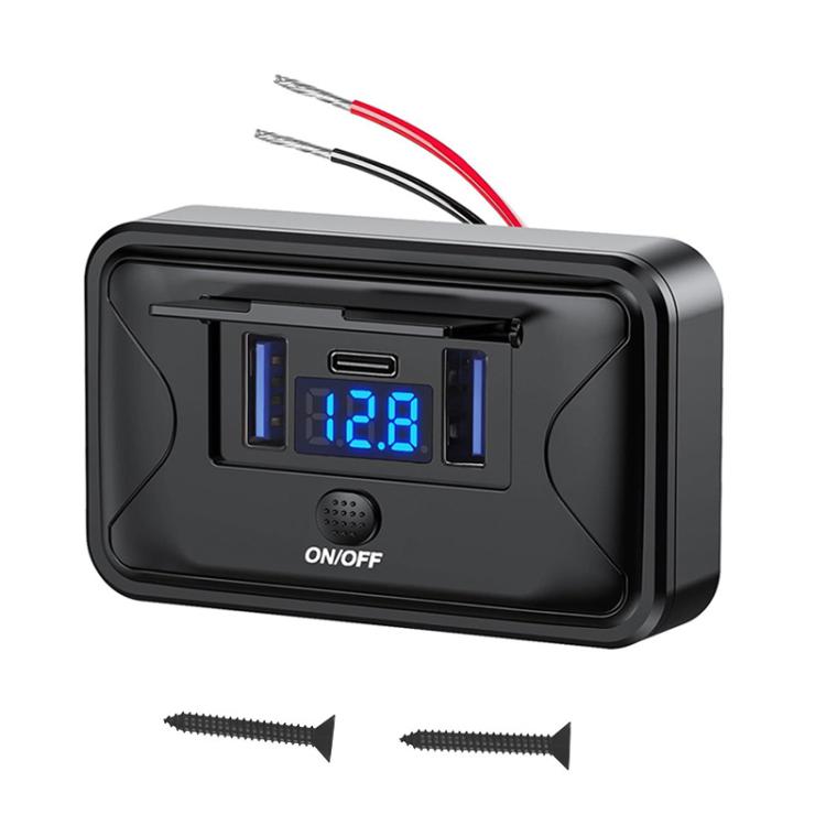 Caricabatterie rapido USB per veicoli con display tensione