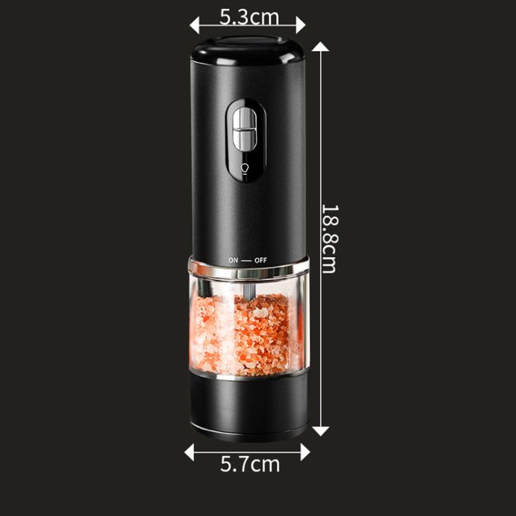 Macinapepe, sale e caffè elettrico con ricarica rapida USB Type-C, macinatura regolabile e luce LED integrata.