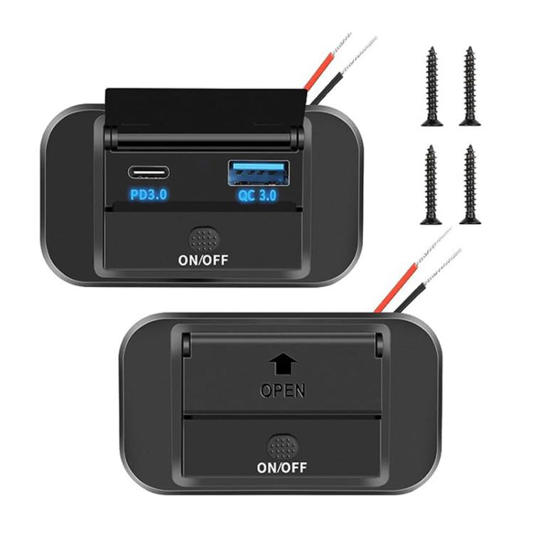 Caricabatterie USB auto doppia porta PD+QC 63W