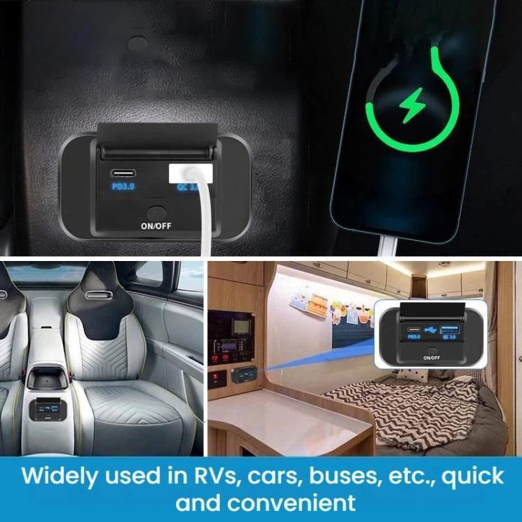 Caricabatterie USB auto doppia porta PD+QC 63W