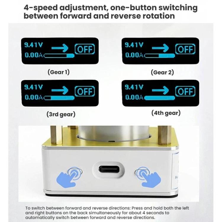 Micro-smerigliatrice HMT-D71 da 10000 giri/min con display LCD e ampia gamma di tensione 5-9V per smerigliatura di precisione, lucidatura e riparazione di utensili.