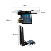 Adattatore di rete wireless Gigabit PCIe 2 in 1 VegGieg per desktop., AX1800 PCI-E to WIFI 6 + Bluetooth 5.2/5dB
