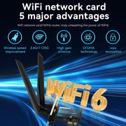 Adattatore di rete wireless Gigabit PCIe 2 in 1 VegGieg per desktop., AX1800 PCI-E to WIFI 6 + Bluetooth 5.2/5dB