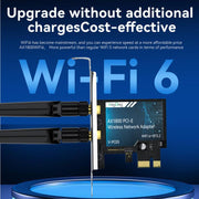 Adattatore di rete wireless Gigabit PCIe 2 in 1 VegGieg per desktop., AX1800 PCI-E to WIFI 6 + Bluetooth 5.2/5dB