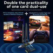 Adattatore di rete wireless Gigabit PCIe 2 in 1 VegGieg per desktop., AX1800 PCI-E to WIFI 6 + Bluetooth 5.2/5dB