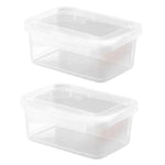 2 contenitori ermetici per alimenti con chiusura singola e coperchio, organizer per frigorifero e cucina., Small, Large
