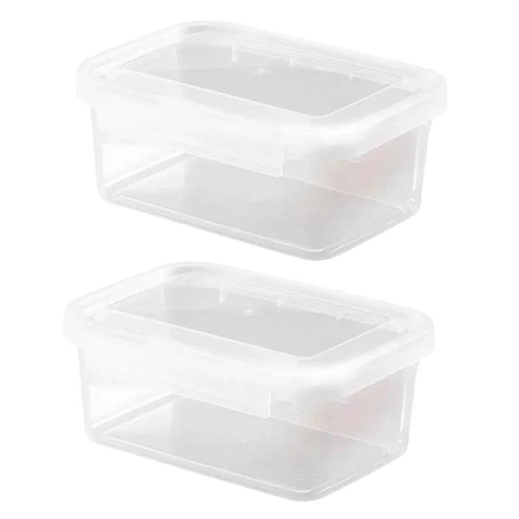 2 contenitori ermetici per alimenti con chiusura singola e coperchio, organizer per frigorifero e cucina., Small, Large