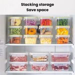 2 contenitori ermetici per alimenti con chiusura singola e coperchio, organizer per frigorifero e cucina., Small, Large