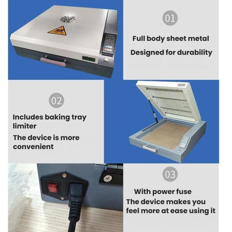 ZHONGYINJIAJIE A3+ DTF Inchiostro bianco a fusione rapida in polvere per pellicole di trasferimento PET, forno ad asciugatura rapida., EU Plug, US Plug, UK Plug