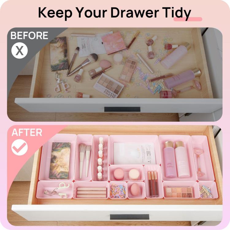 Set combinati per l'organizzazione di cassetti, articoli di cancelleria, cosmetici e altri oggetti., 25pcs /Set