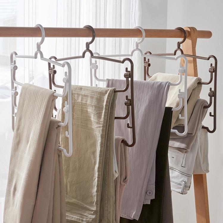 5 pezzi Semplice appendiabiti multifunzionale a più livelli per pantaloni, per la casa e l'armadio