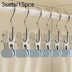 3 set/15 pezzi Clip antiscivolo multifunzionali portatili con gancio per cappelli, calze e gonne, senza lasciare segni