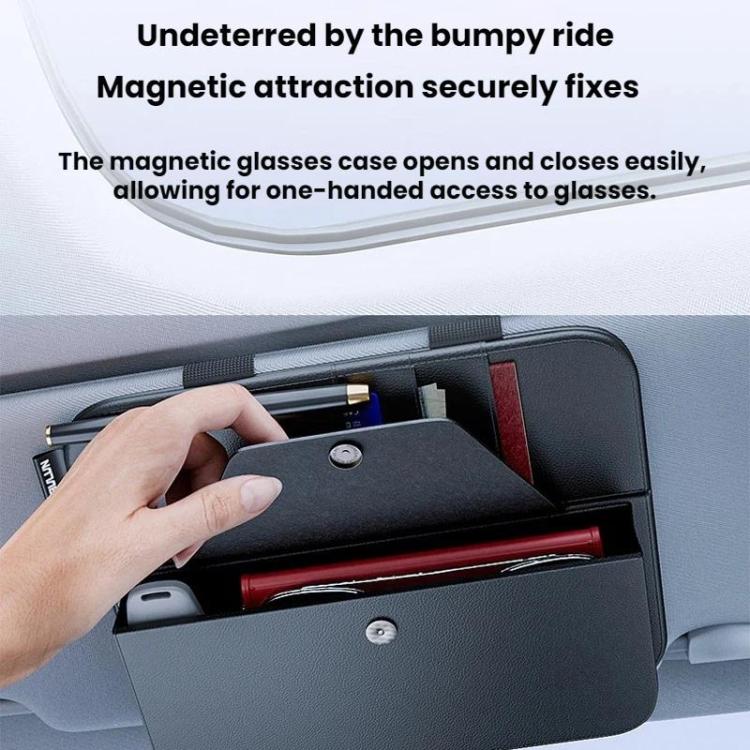 Clip porta occhiali da sole per auto in pelle con organizer