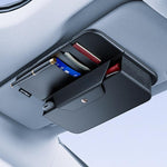 Clip porta occhiali da sole per auto in pelle con organizer