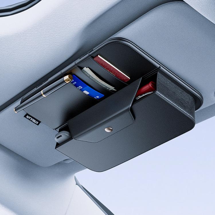 Clip porta occhiali da sole per auto in pelle con organizer