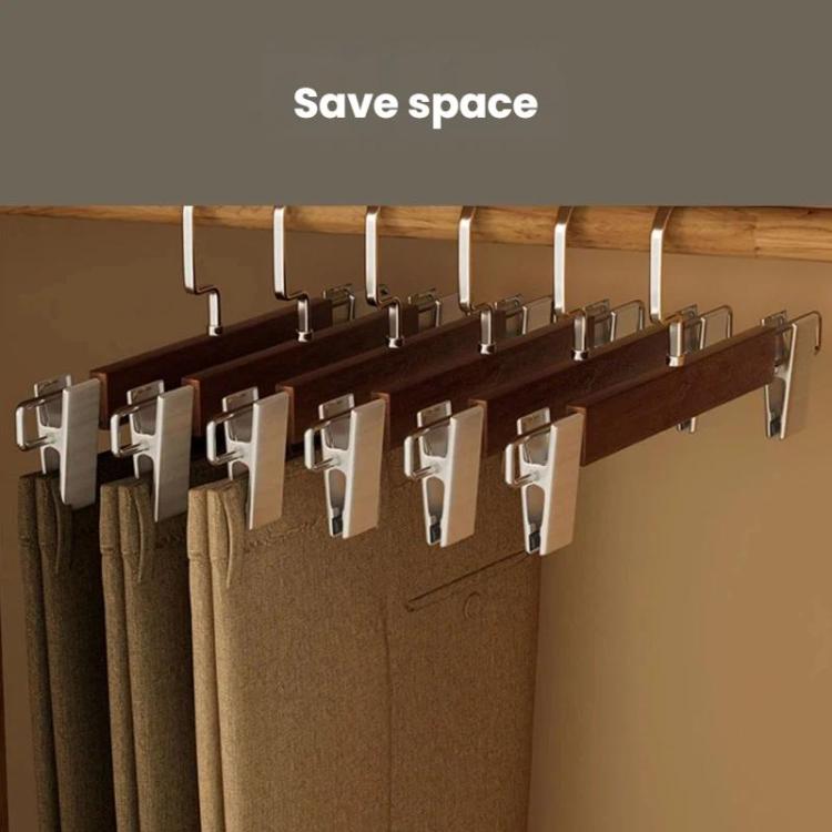 Set di 3 grucce in legno antiscivolo e regolabili per gonne, pantaloni e sciarpe, ideali per la casa, senza lasciare segni.