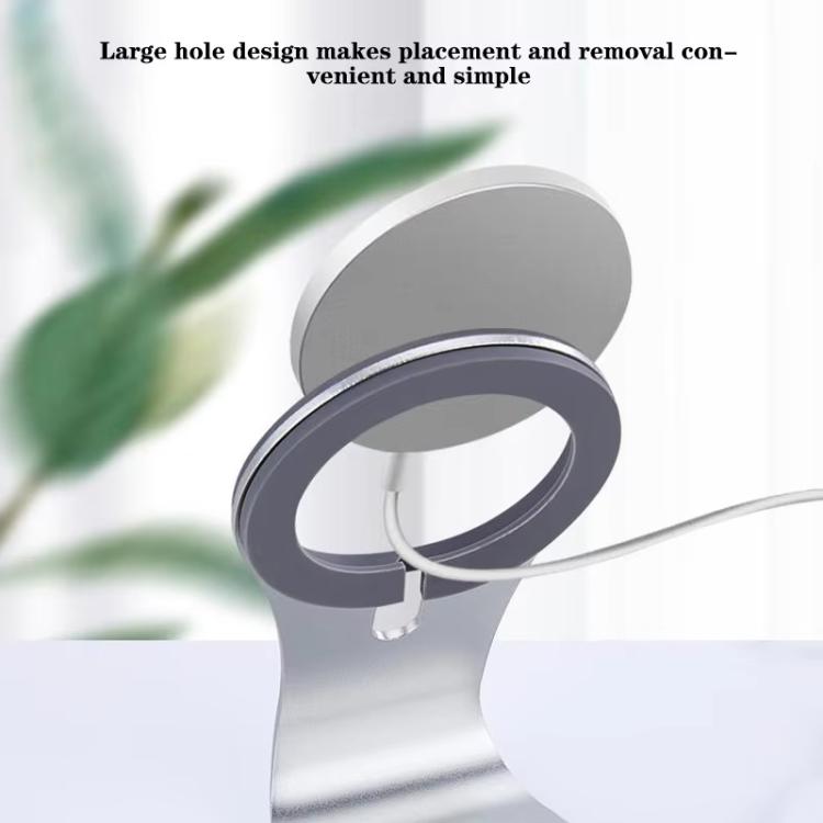 Supporto da tavolo in lega di alluminio per telefono, compatibile con caricabatterie wireless magnetico.