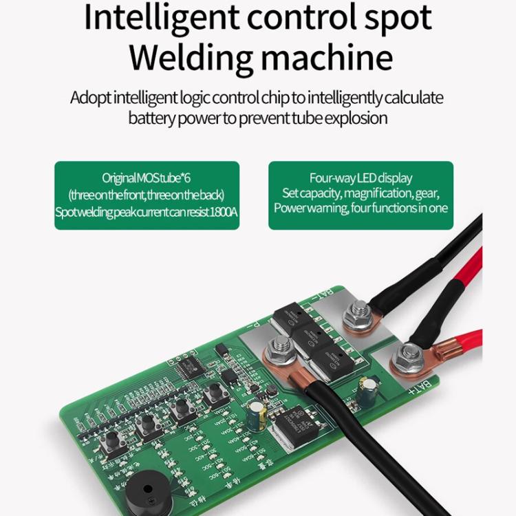 Saldatrice a punti intelligente per batterie, corrente regolabile da 100 a 900 A e ampia tensione da 6,5 a 16 V, con protezione anti-surriscaldamento., DHJ-02B