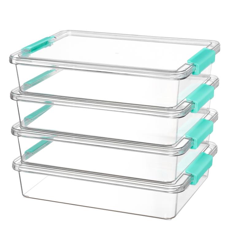 Scatole portaoggetti trasparenti impilabili con coperchio, in plastica antipolvere, per organizzare i giocattoli., Single, 4pcs