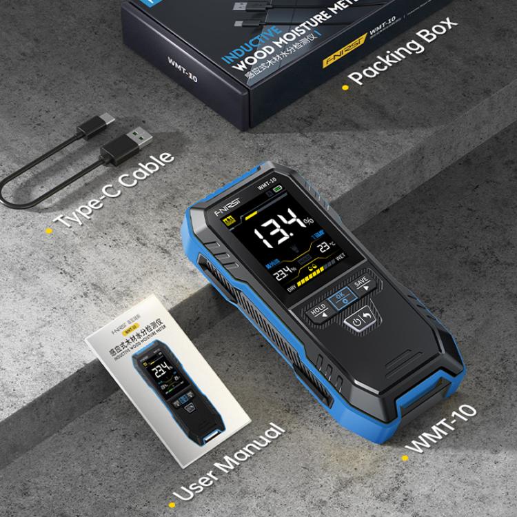 FNIRSI - Tester di umidità per pannelli in legno e rilevatore di umidità per superfici murali, Blue