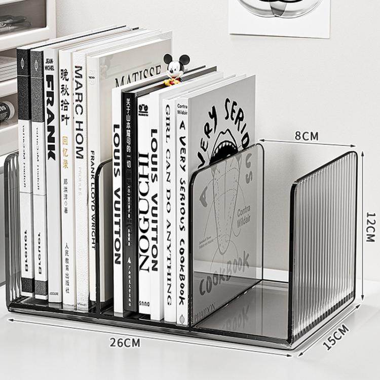 Fermalibri e portadocumenti in acrilico, organizer da scrivania per libri e ufficio.