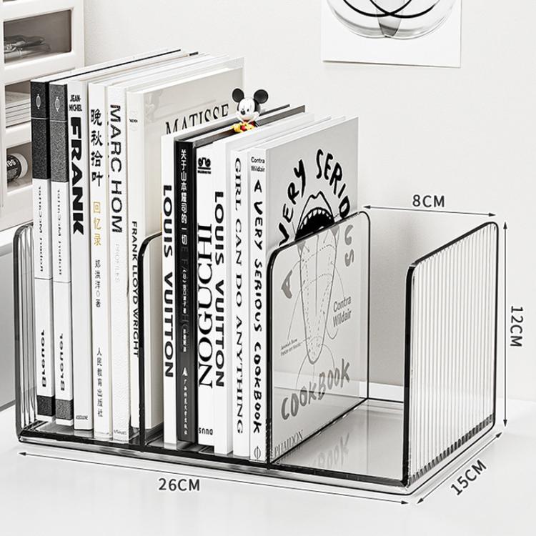 Fermalibri e portadocumenti in acrilico, organizer da scrivania per libri e ufficio.