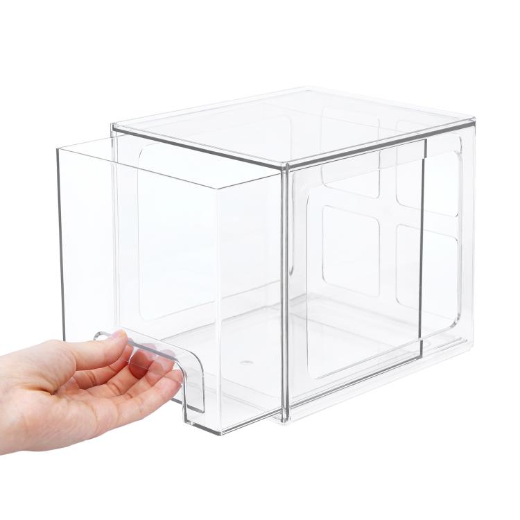 Scatola portaoggetti da scrivania alta e traforata, impilabile, in plastica trasparente, ideale per cosmetici., Single, 4pcs