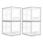 Scatola portaoggetti da scrivania alta e traforata, impilabile, in plastica trasparente, ideale per cosmetici., Single, 4pcs