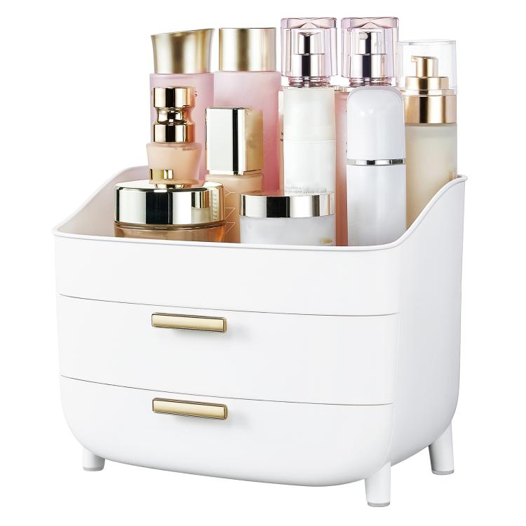Scatola porta cosmetici a tre livelli, organizer da scrivania per cassetti., No Lid, With Lid