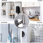 2 ganci appendiabiti singoli in acciaio inox da parete per bagno, cucina e ingresso., Adhesive Primary Color, Adhesive Black, Drilling Primary Color, Drilling Black, Drilling Bright Color, Adhesive Bright Color, Drilling Gold, Adhesive Gold