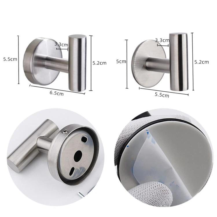 2 ganci appendiabiti singoli in acciaio inox da parete per bagno, cucina e ingresso., Adhesive Primary Color, Adhesive Black, Drilling Primary Color, Drilling Black, Drilling Bright Color, Adhesive Bright Color, Drilling Gold, Adhesive Gold