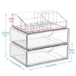 Scatola portaoggetti da scrivania trasparente per cosmetici, 2 Single-drawer+Makeup Rack, 4 Single-drawer+Makeup Rack, 2 Single-drawer+2 Double-drawer+Makeup Rack
