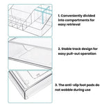 Scatola portaoggetti da scrivania trasparente per cosmetici, 2 Single-drawer+Makeup Rack, 4 Single-drawer+Makeup Rack, 2 Single-drawer+2 Double-drawer+Makeup Rack