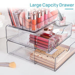 Scatola portaoggetti da scrivania trasparente per cosmetici, 2 Single-drawer+Makeup Rack, 4 Single-drawer+Makeup Rack, 2 Single-drawer+2 Double-drawer+Makeup Rack