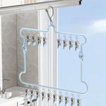 Appendiabiti pieghevole per calzini da balcone, con clip multiple, in acciaio inossidabile, per biancheria intima.