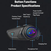 Casco da moto impermeabile, auricolare wireless Bluetooth, LX3