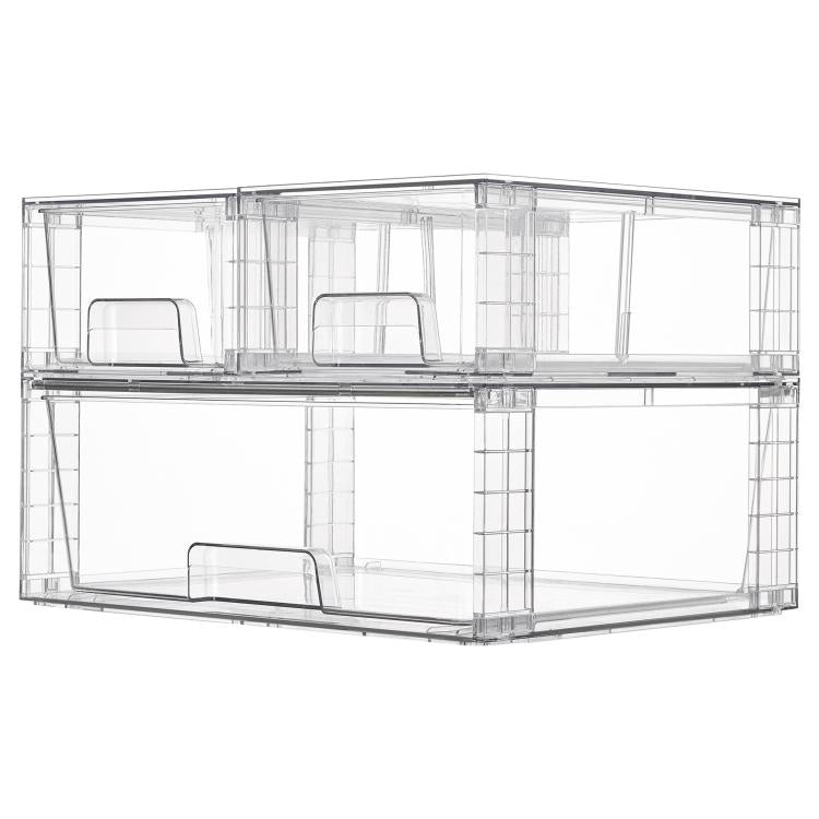 Scatola porta cosmetici trasparente in PET, organizer da scrivania, Single 12 inch Wide, Wide+2 Small, Wide+2 Medium+2 Small
