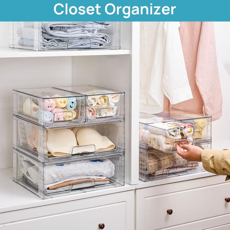 Scatola porta cosmetici trasparente in PET, organizer da scrivania, Single 12 inch Wide, Wide+2 Small, Wide+2 Medium+2 Small