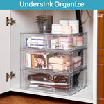 Scatola porta cosmetici trasparente in PET, organizer da scrivania, Single 12 inch Wide, Wide+2 Small, Wide+2 Medium+2 Small