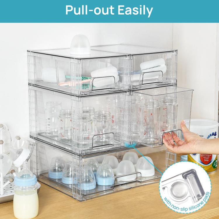 Scatola porta cosmetici trasparente in PET, organizer da scrivania, Single 12 inch Wide, Wide+2 Small, Wide+2 Medium+2 Small