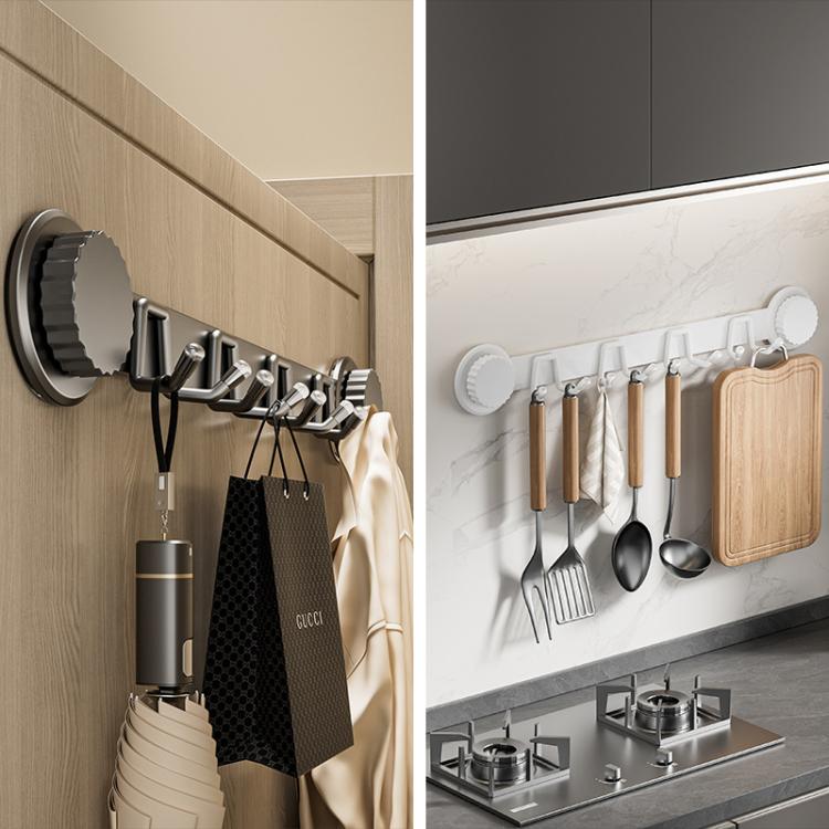 Ganci a ventosa in acciaio inox, appendiabiti multi-gancio per cucina e bagno, Single 4-hook Black, Single 5-hook Black, Double 6-hook Black, Double 8-hook Black, Single 4-hook Gray, Single 5-hook Gray, Double 6-hook Gray, Double 8-hook Gray           ...
