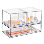 Scatole portaoggetti trasparenti in plastica per cosmetici, impilabili e ideali per l'organizzazione della scrivania., Wide+2 Small, 2 Tall+2 Small, 2 Wide+2 Tall, Wide+2 Tall+2 Small, 3 Wide+2 Small, 2 Wide+4 Small