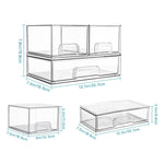 Scatole portaoggetti trasparenti in plastica per cosmetici, impilabili e ideali per l'organizzazione della scrivania., Wide+2 Small, 2 Tall+2 Small, 2 Wide+2 Tall, Wide+2 Tall+2 Small, 3 Wide+2 Small, 2 Wide+4 Small