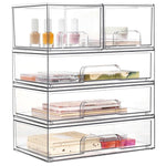 Scatole portaoggetti trasparenti in plastica per cosmetici, impilabili e ideali per l'organizzazione della scrivania., Wide+2 Small, 2 Tall+2 Small, 2 Wide+2 Tall, Wide+2 Tall+2 Small, 3 Wide+2 Small, 2 Wide+4 Small