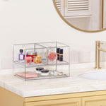 Scatole portaoggetti trasparenti in plastica per cosmetici, impilabili e ideali per l'organizzazione della scrivania., Wide+2 Small, 2 Tall+2 Small, 2 Wide+2 Tall, Wide+2 Tall+2 Small, 3 Wide+2 Small, 2 Wide+4 Small